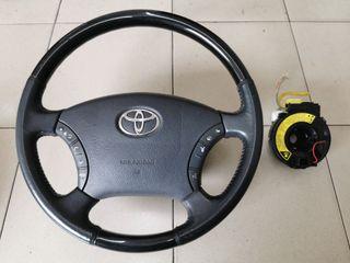 Toyota Estima ACR30 Alphard ANH10 Ipsum ACM21 Avanza Innova Black Marble Multifunction Steering Wheel With Clock Spring