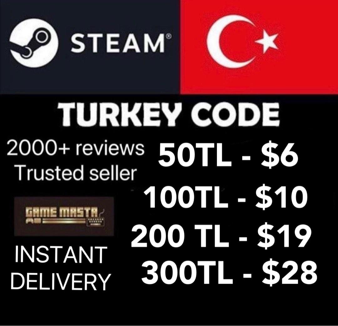 Turkey Steam Wallet Gift Card / Turkey Account, Video Gaming, Video