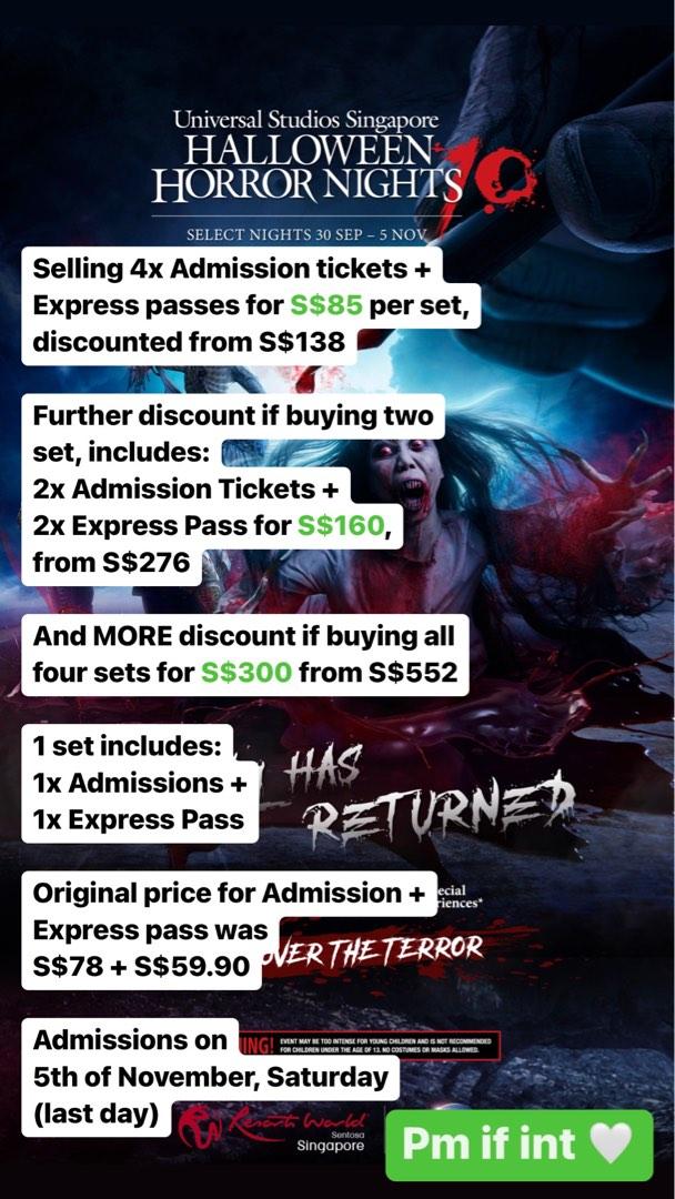 Universal Studios Singapore Halloween Horror Nights Admission Ticket