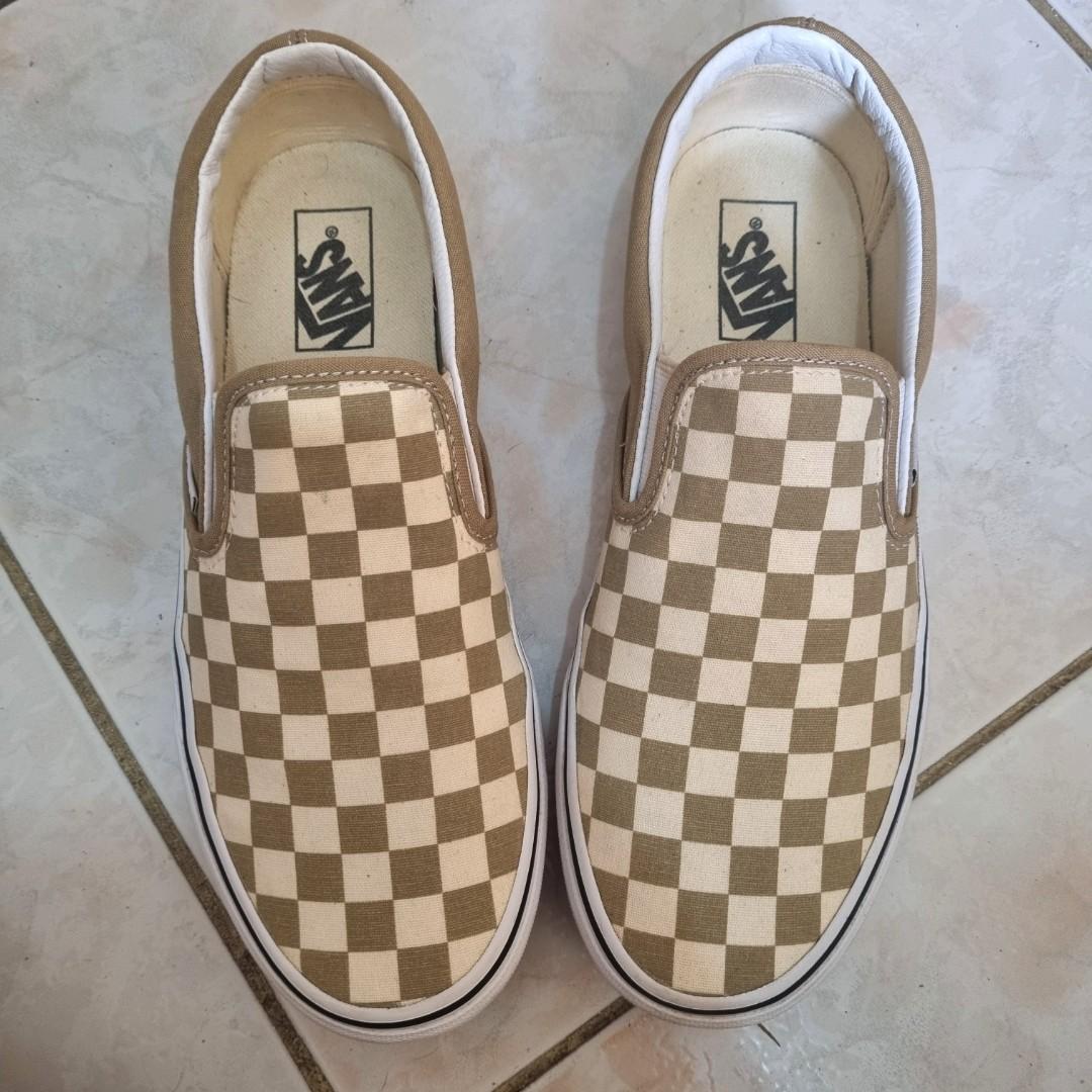 Vans checkerboard slip on beige discount