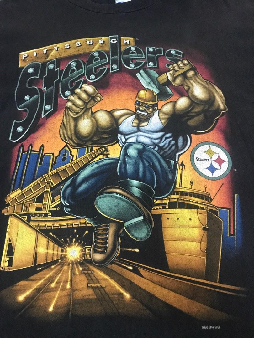 Vtg 90s PITTSBURGH STEELERS NFL Back Print Salem Sportswear T-Shirt L