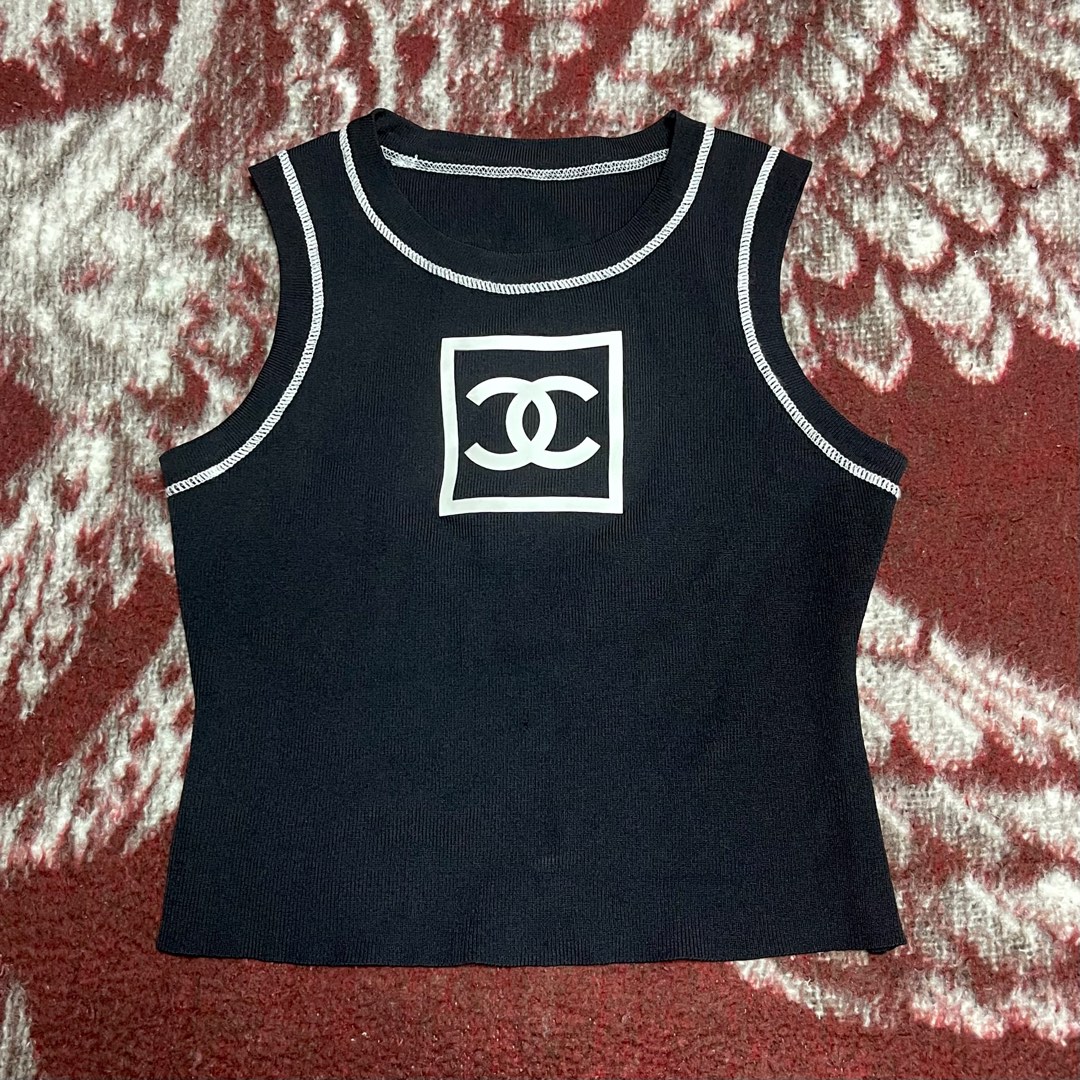 VINTAGE CHANEL RIBBED TANK TOP, Women's Fashion, Tops, Sleeveless on  Carousell