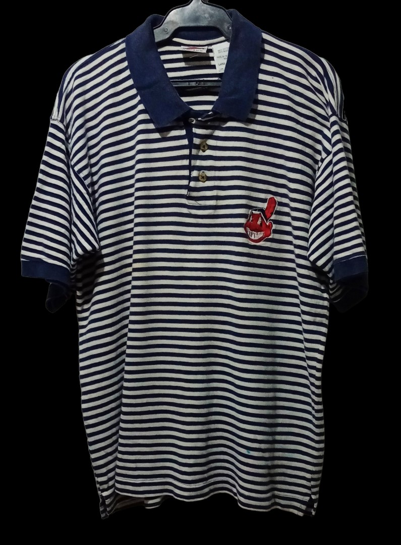 Vintage Cleveland Indians Polo Shirt Mens XL True Fan Blue Collared Chief  Wahoo