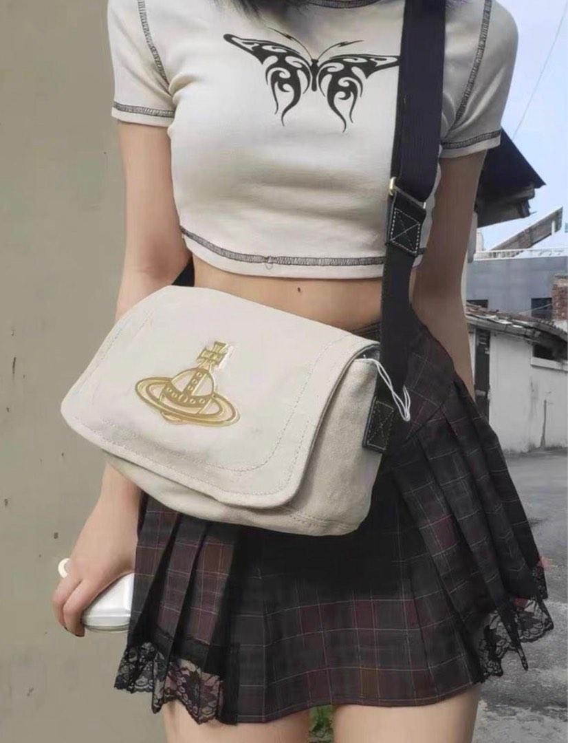 White canvas messenger bag online