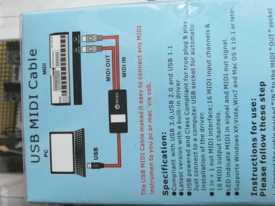 WERSI USB MIDI MidiPort Adapter Cable (2M) for ConnecWERSI USB MIDI