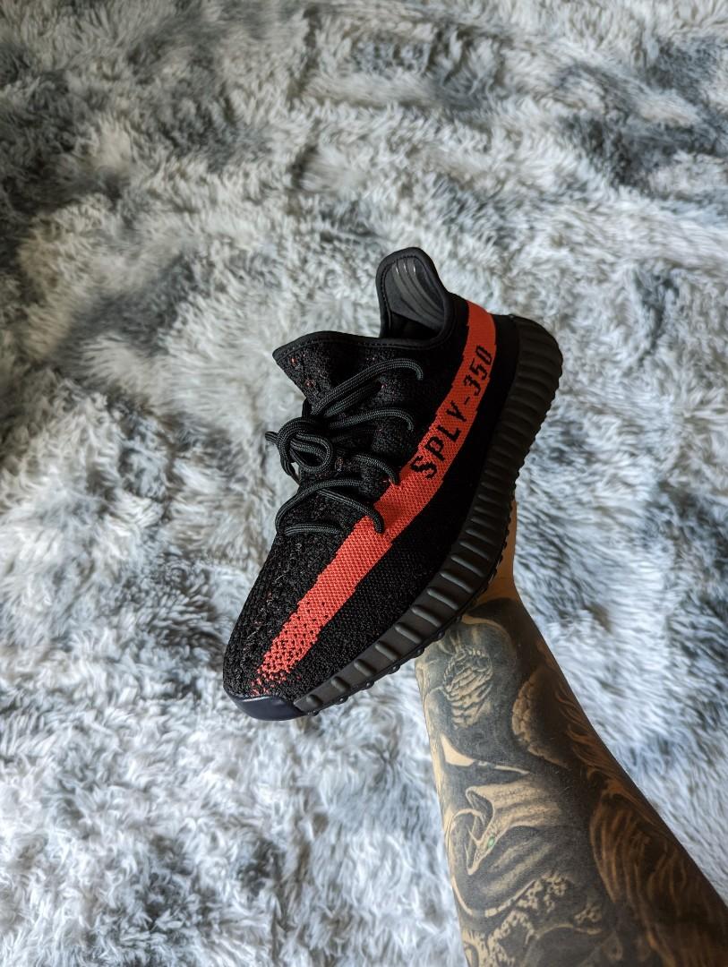 Yeezy red stripe new arrivals v2