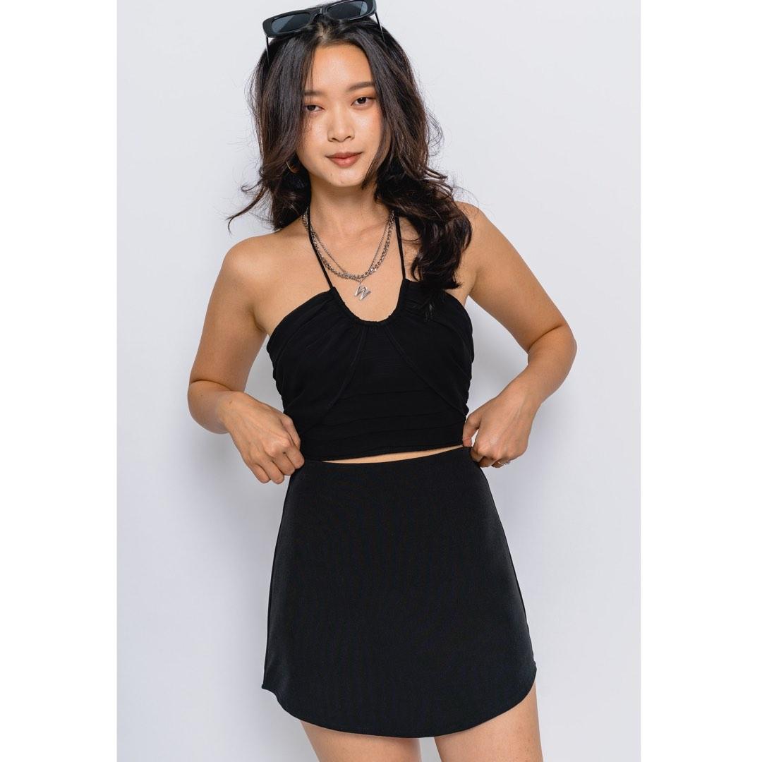 Young Hungry Free Black Halter Mini Top