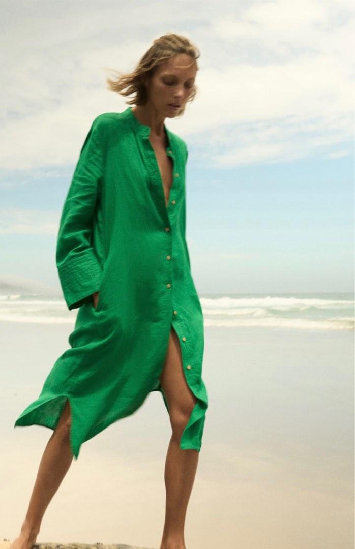 zara linen tunic dress Compare PLEATED LINEN BLEND TUNIC DRESS ZW COLLECTION