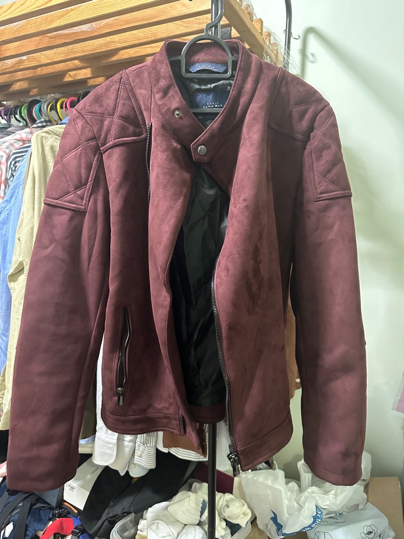 Zara red suede jacket cheap