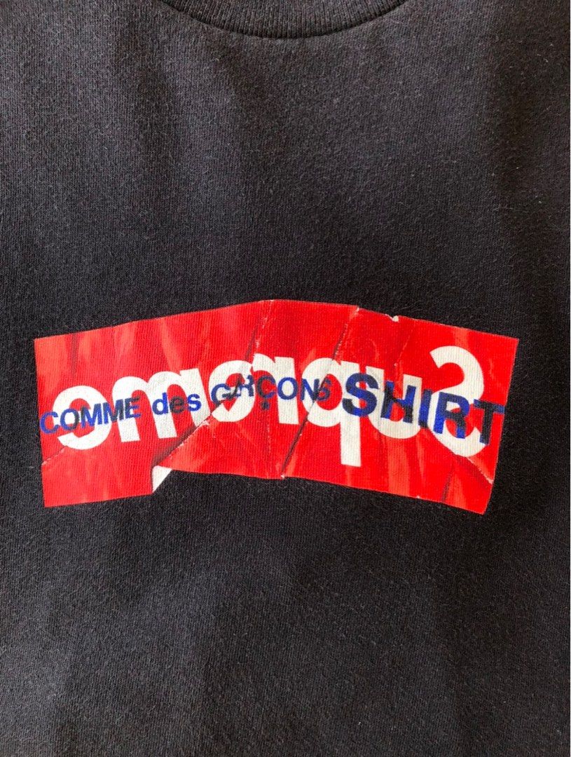 2017 Supreme CDG Crumpled Box Logo Tee Black Men s Fashion Tops