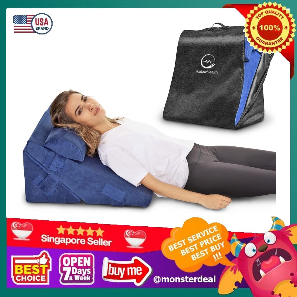 3 pc Bed Wedge Pillow Set Adjustable 9 12 Inch Folding Memory Foam Bolster Cushion System