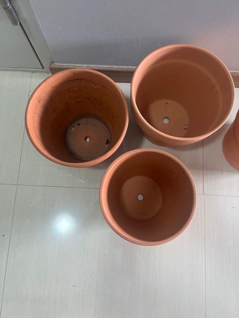 4 large terracotta pots for sale, Furniture & Home Living, Gardening
