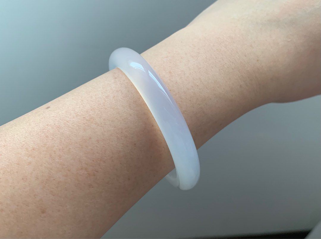 56mm White Chalcedony Bangle Women s Fashion Jewelry