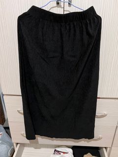 鬆緊燈芯絨深藍坑條裙
