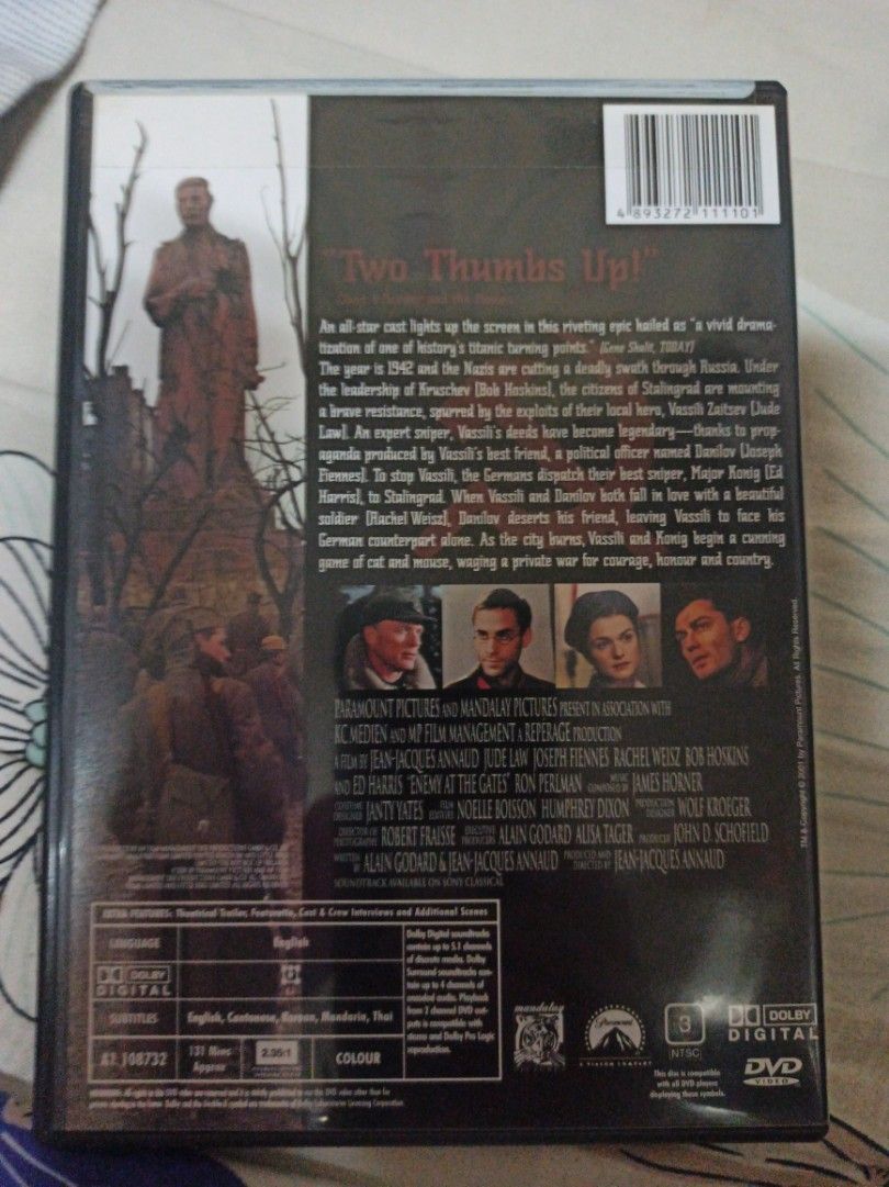 祖迪羅敵對邊緣enemy at the gates 中文字幕dvd, 興趣及遊戲, 音樂、樂器& 配件, 音樂與媒體- CD 及DVD -  Carousell