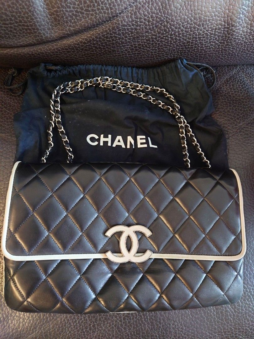 Chanel Cambon Quilted Lambskin Camellia No. 5 Flap Black Leather Shoulder Bag