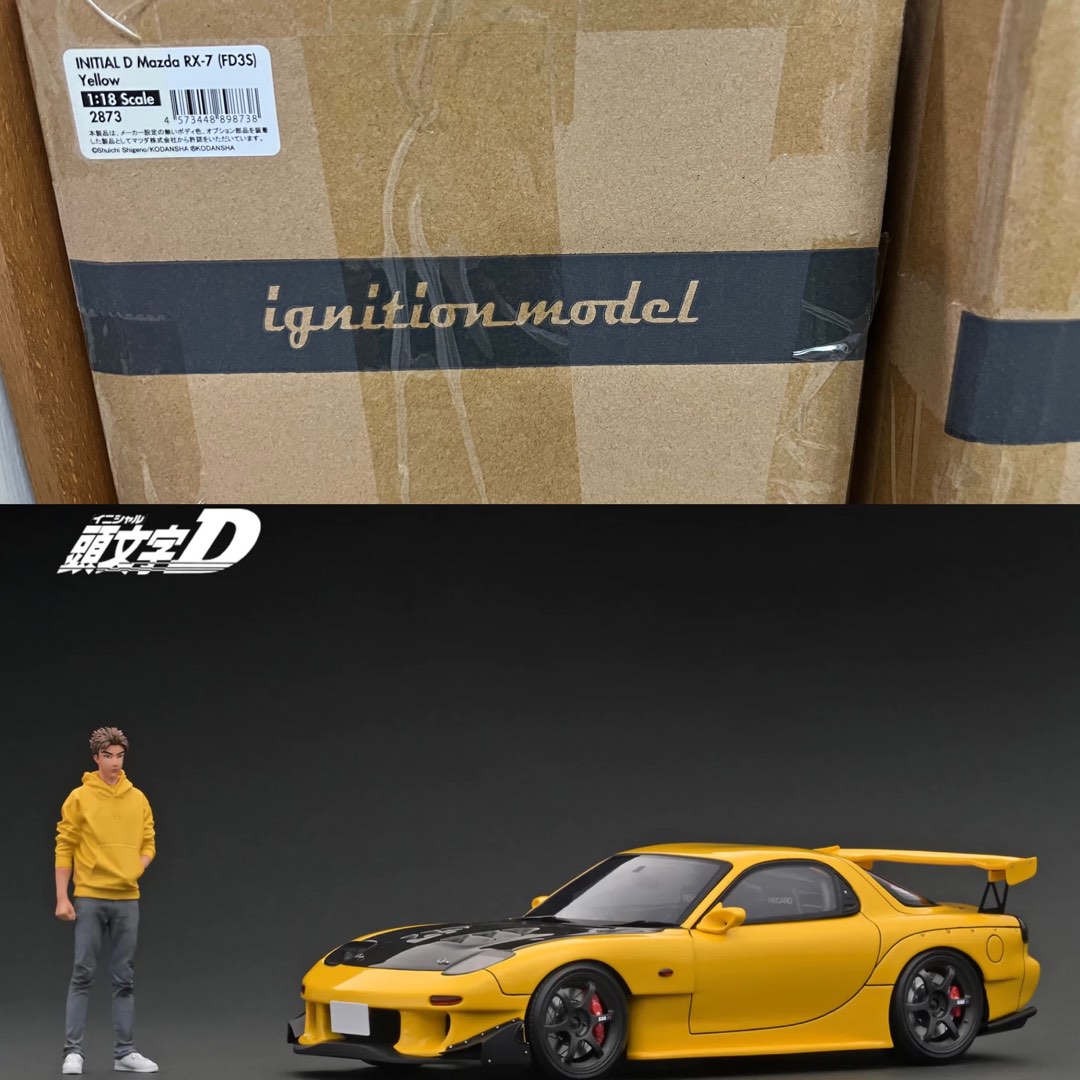 現貨IG2873 1/18 1:18 INITIAL D Mazda RX-7 (FD3S) Yellow With 