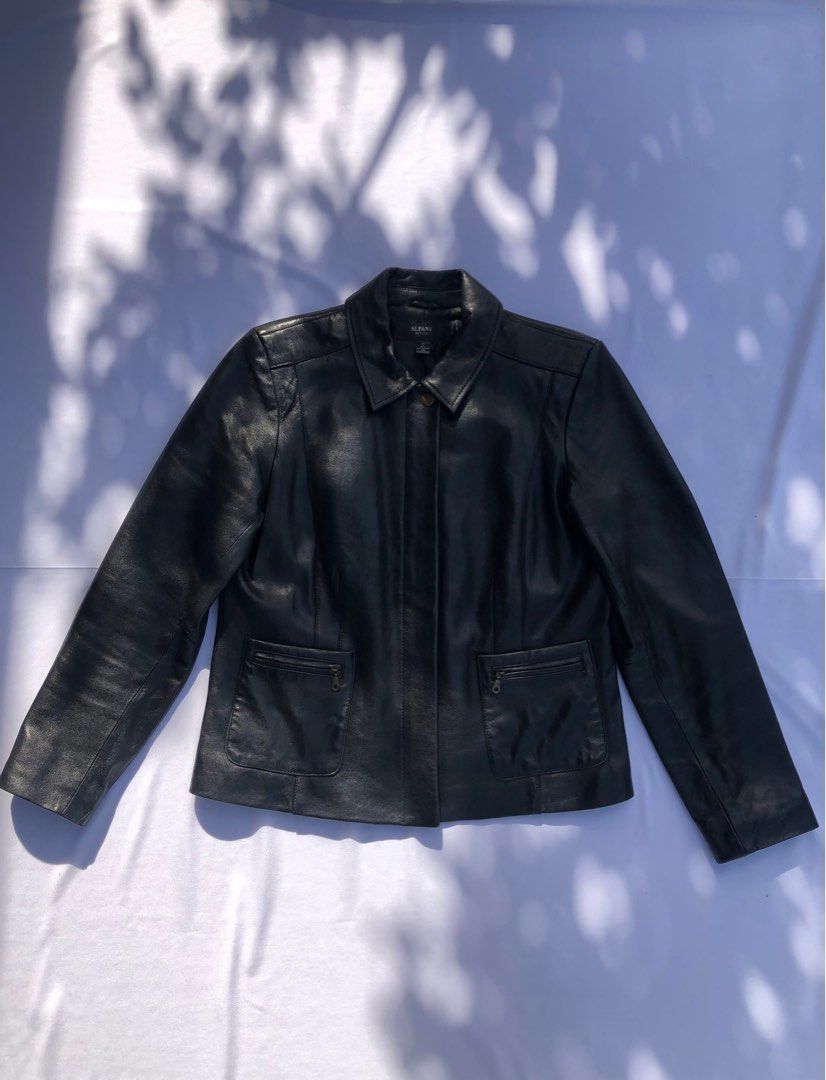 Alfani Petite Outerwear Genuine Leather Jacket