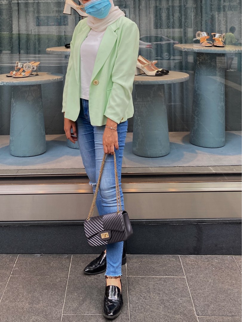 Mint green blazer outfit clearance