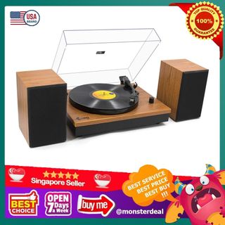 DIGITNOW! Vinyl Record Player with Belt Drive,Turntable with Built-in Hi-Fi  Speakers,Record Player with Magnetic Cartridge,Supports Bluetooth  Playback,Vinyl to MP3 Function/Phono preamp/AUX-in/RCA 