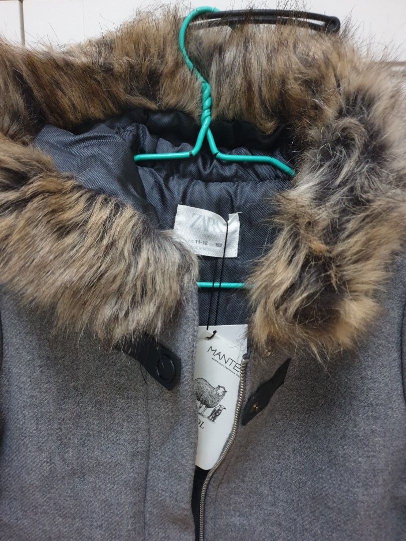BNWT Zara Girls Smart Wool Winter Coat Jacket with Hood Italian
