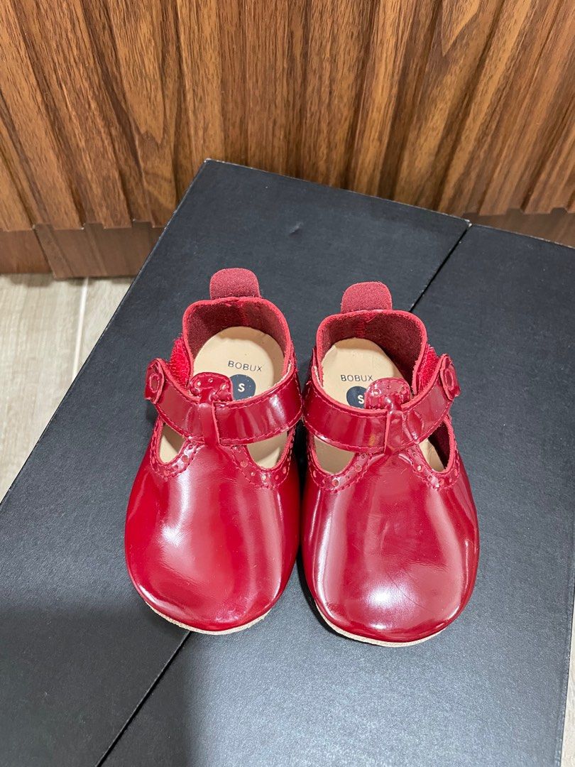 Bobux Soft Sole T Bar Sandals Red Gloss Babies Kids Babies