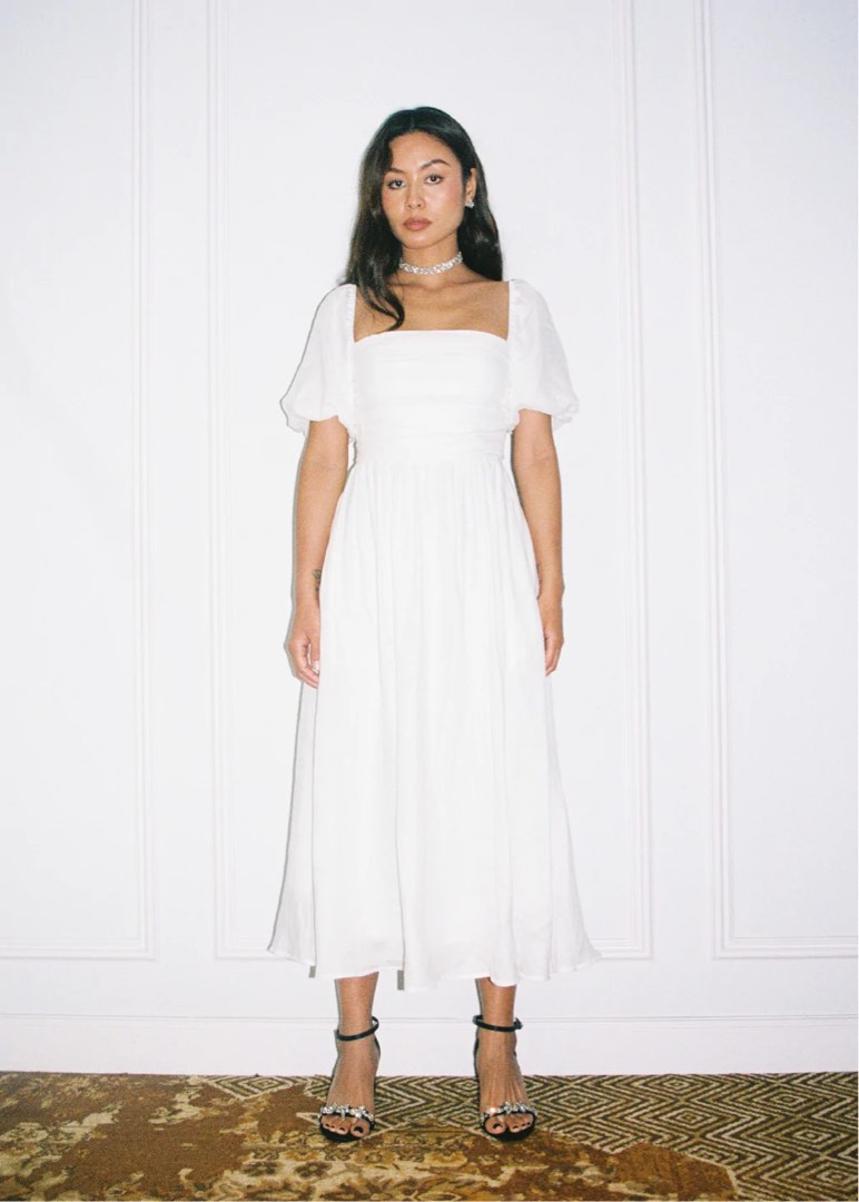 Caramel Monster Kourtney Midi Dress White, Women's Fashion, Dresses & Sets, Dresses on Carousell