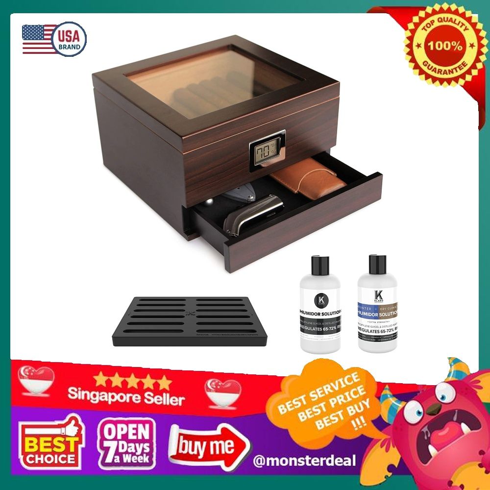 CASE ELEGANCE Glass Top Handcrafted Cedar Humidor with Front ...