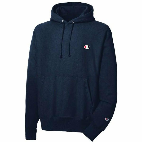 Champion logo hoodie in navy blue, Men's Fashion, Coats, Jackets and  Outerwear on Carousell