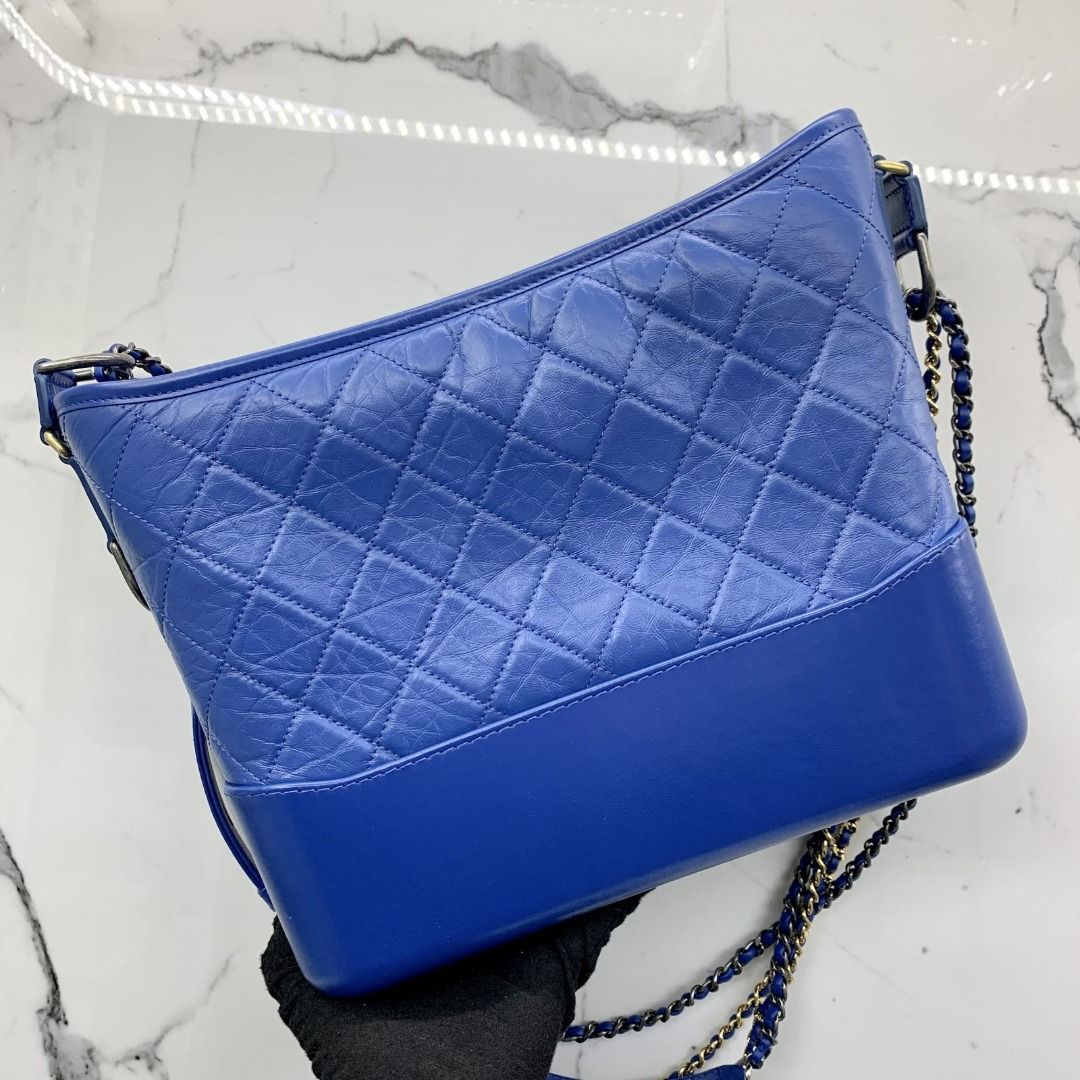 DISCOUNTED CHANEL A93824 CALF BLUE GABRIELLE MEDIUM NO.27 NO CARD SHOULDER BAG 227030844 TI
