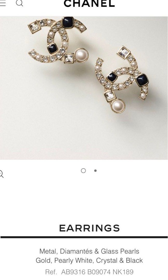 Chanel Classic Pearl and Crystal earrings , Luxury, Accessories on Carousell