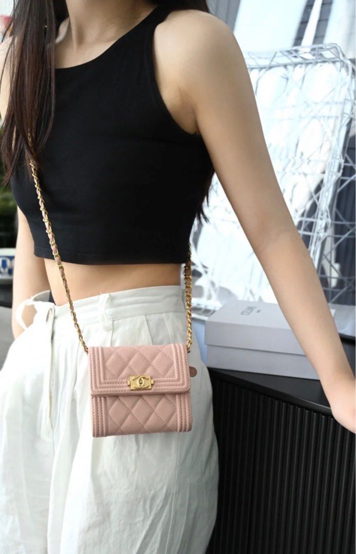 Chanel Tri-Fold Boy Wallet, Luxury, Bags & Wallets on Carousell
