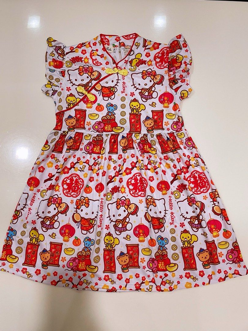 CNY Hello Kitty Dri Fit Cheongsam Girl, Babies & Kids, Babies & Kids ...