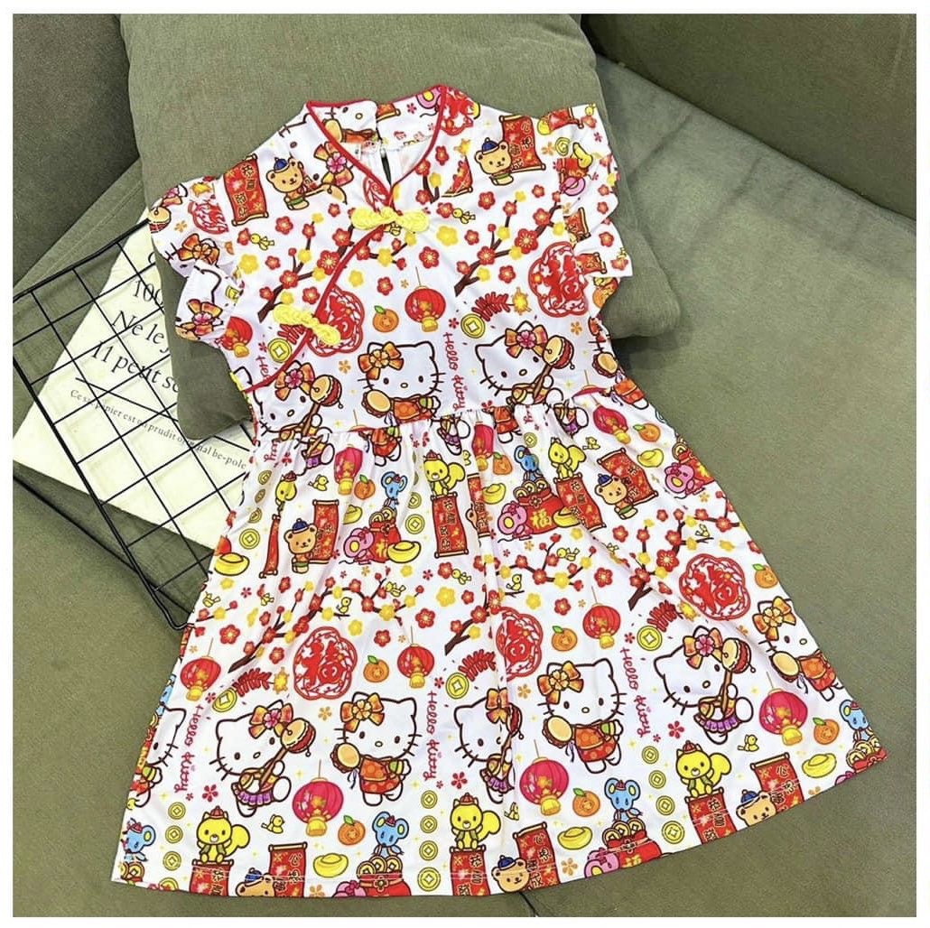 CNY Hello Kitty Dri Fit Cheongsam Girl, Babies & Kids, Babies & Kids ...