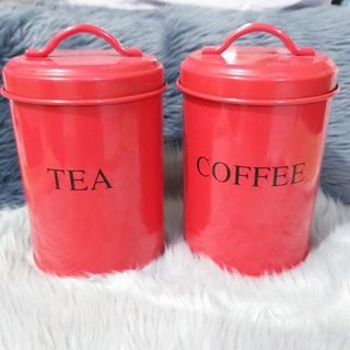 Coffee and Tea Red Christmas canisters