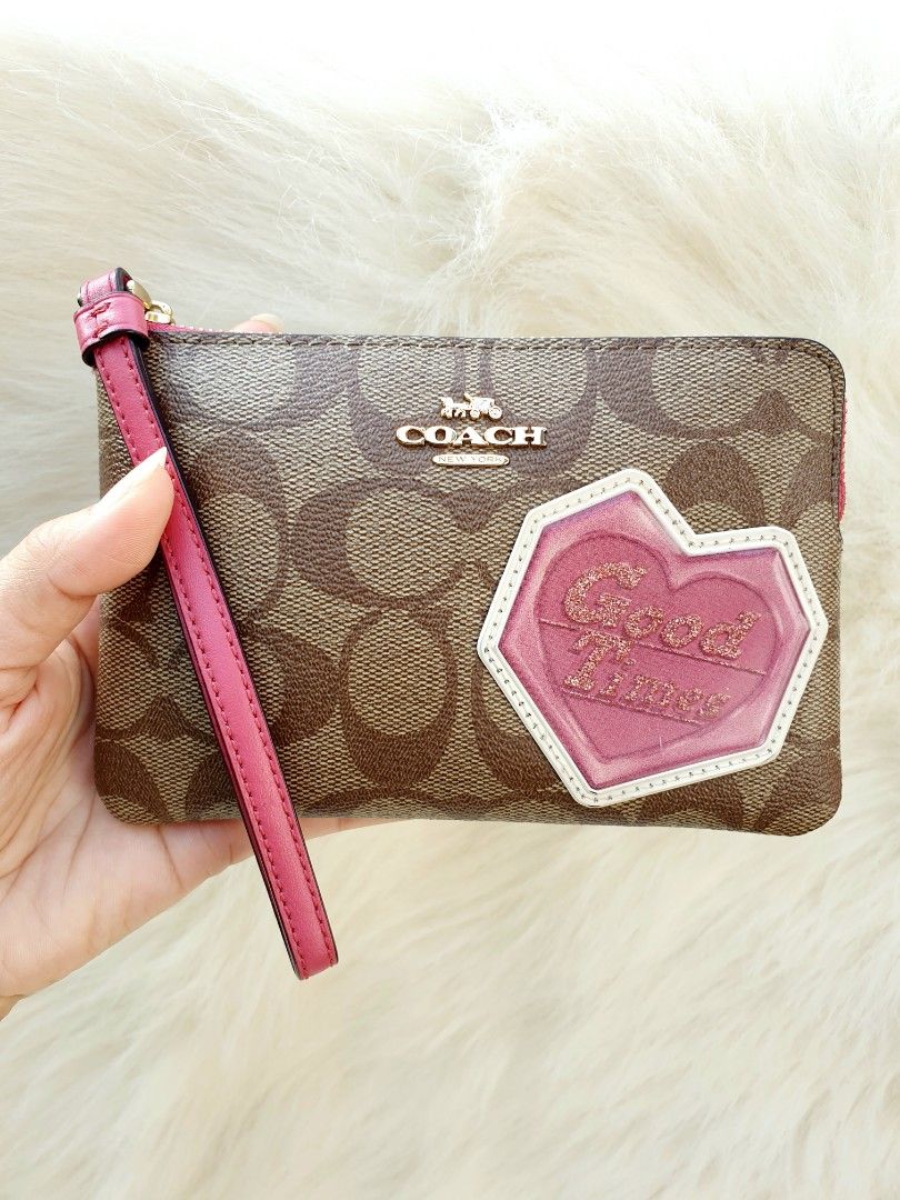Dompet Pouch Coach Mini Pvc mix Kulit Asli Wanita Second Preloved Branded Thrift