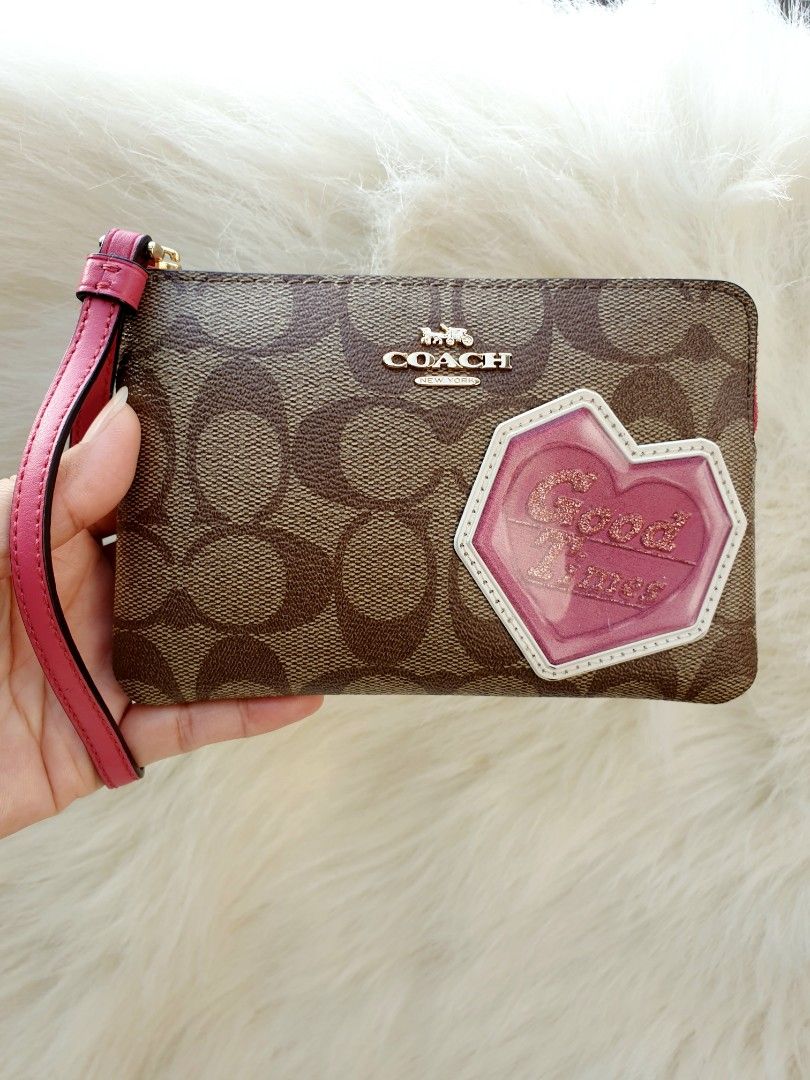 Dompet Pouch Coach Mini Pvc mix Kulit Asli Wanita Second Preloved Branded Thrift