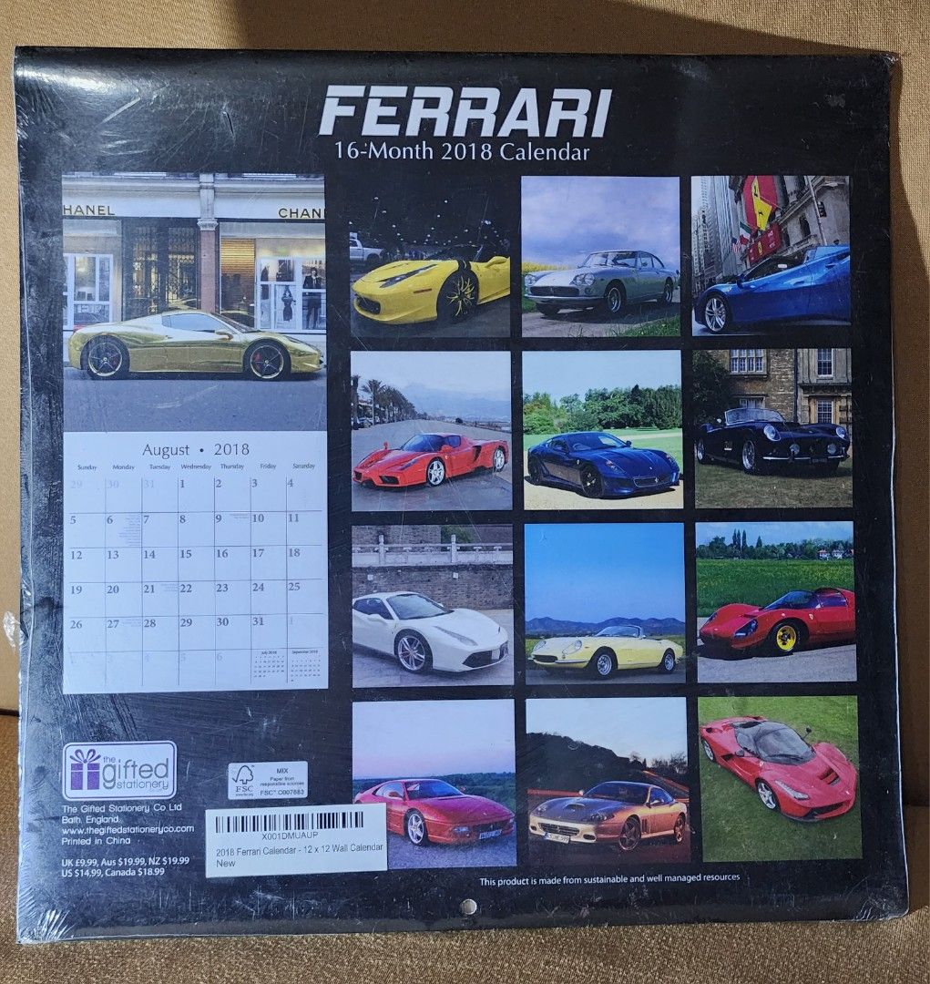 Ferrari 16 Month 2018 Calendar (Category: Other Merchandise) located in Lapu Lapu. Submitted by everydays_needs (Listing ID 1198074752, Image 2). Description: sealed Ferrari 16-month 2018 calendar 12 inches by 12 inches.