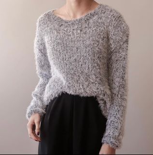 Gray&Black Soft Fur Knit