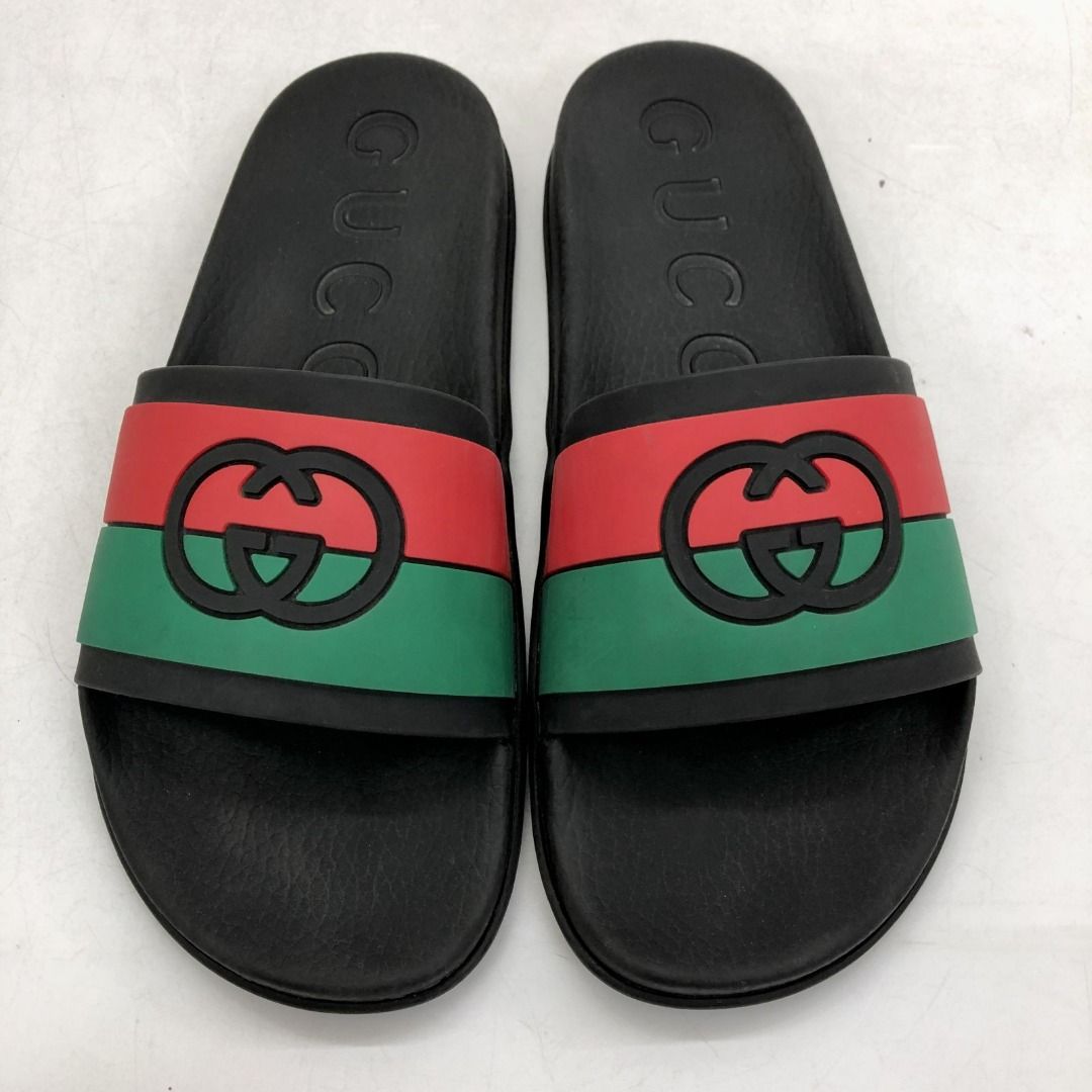 Red and cheap green gucci slides