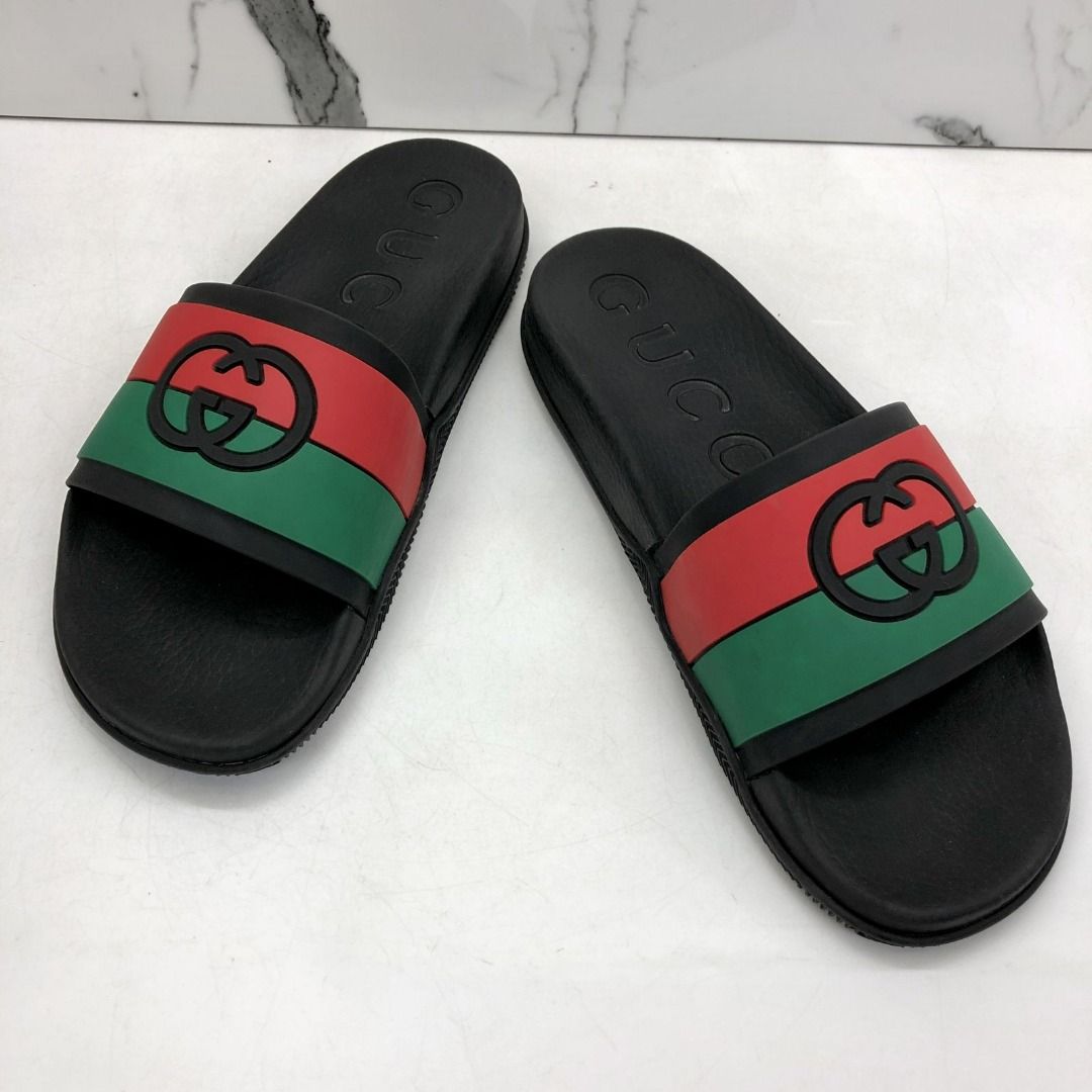 Red and green gucci slides discount