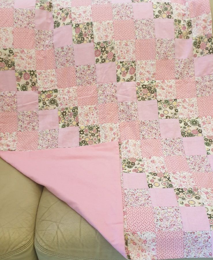 Handstitch Patchwork Blanket in pink , Furniture & Home Living