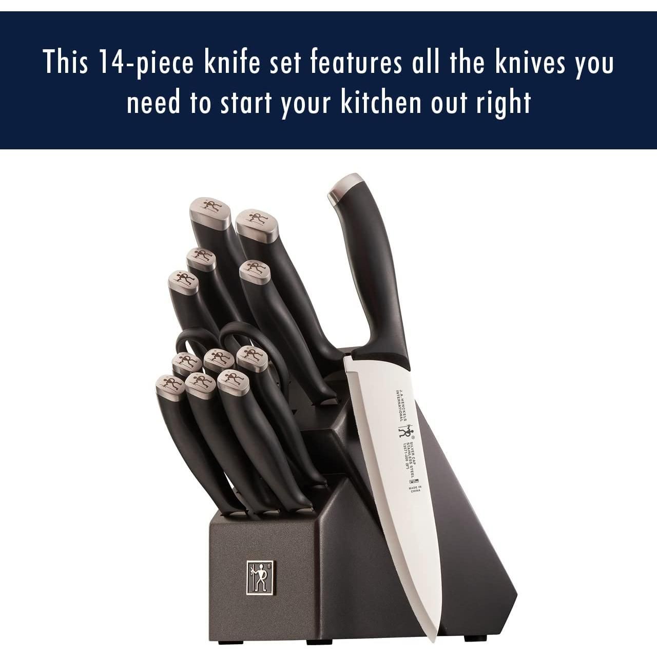 HENCKELS Zwilling J.A. Knife Block Set, Black,14 Piece(13581001