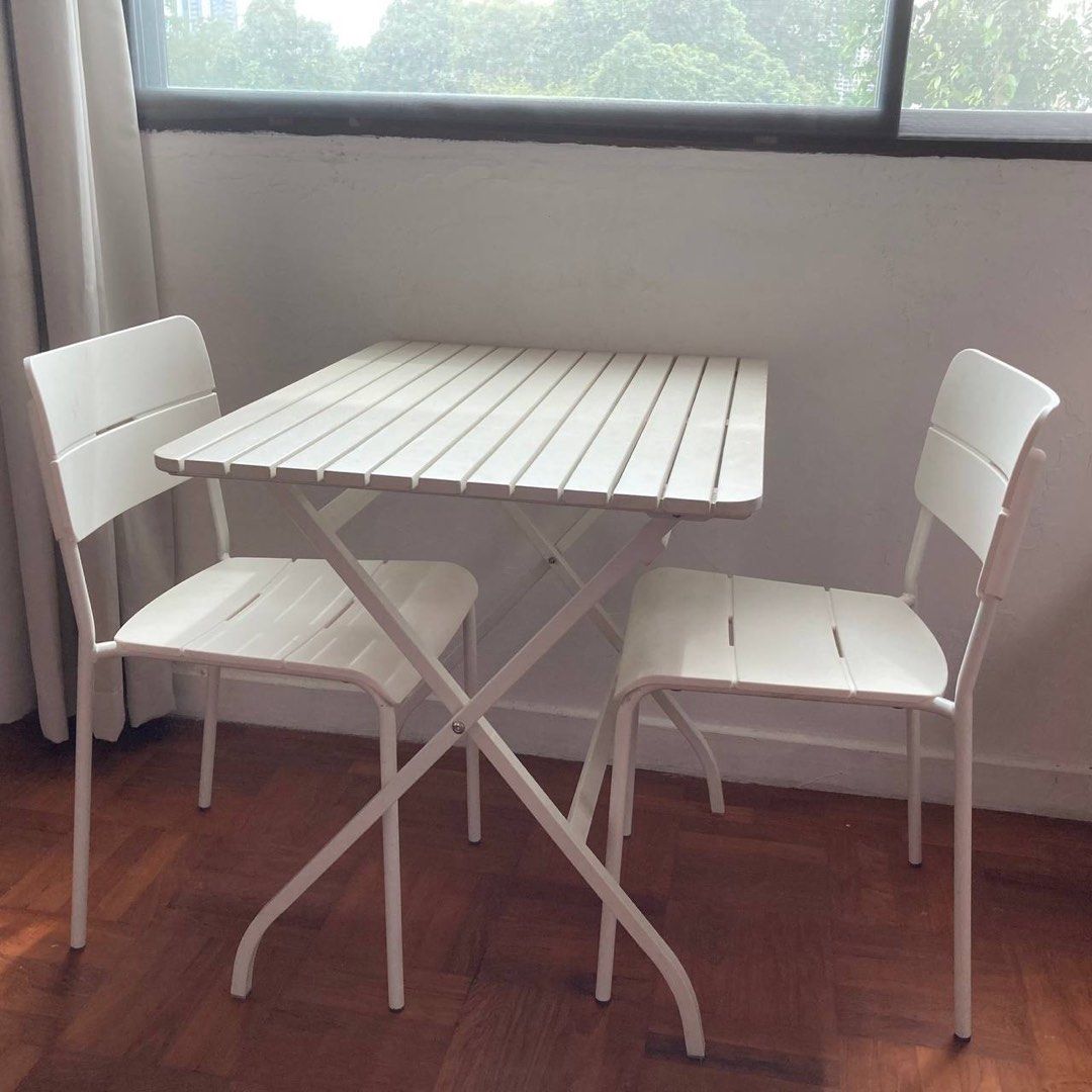 IKEA Patio Set 1 Foldable Table + 2 Chairs, Furniture & Home Living