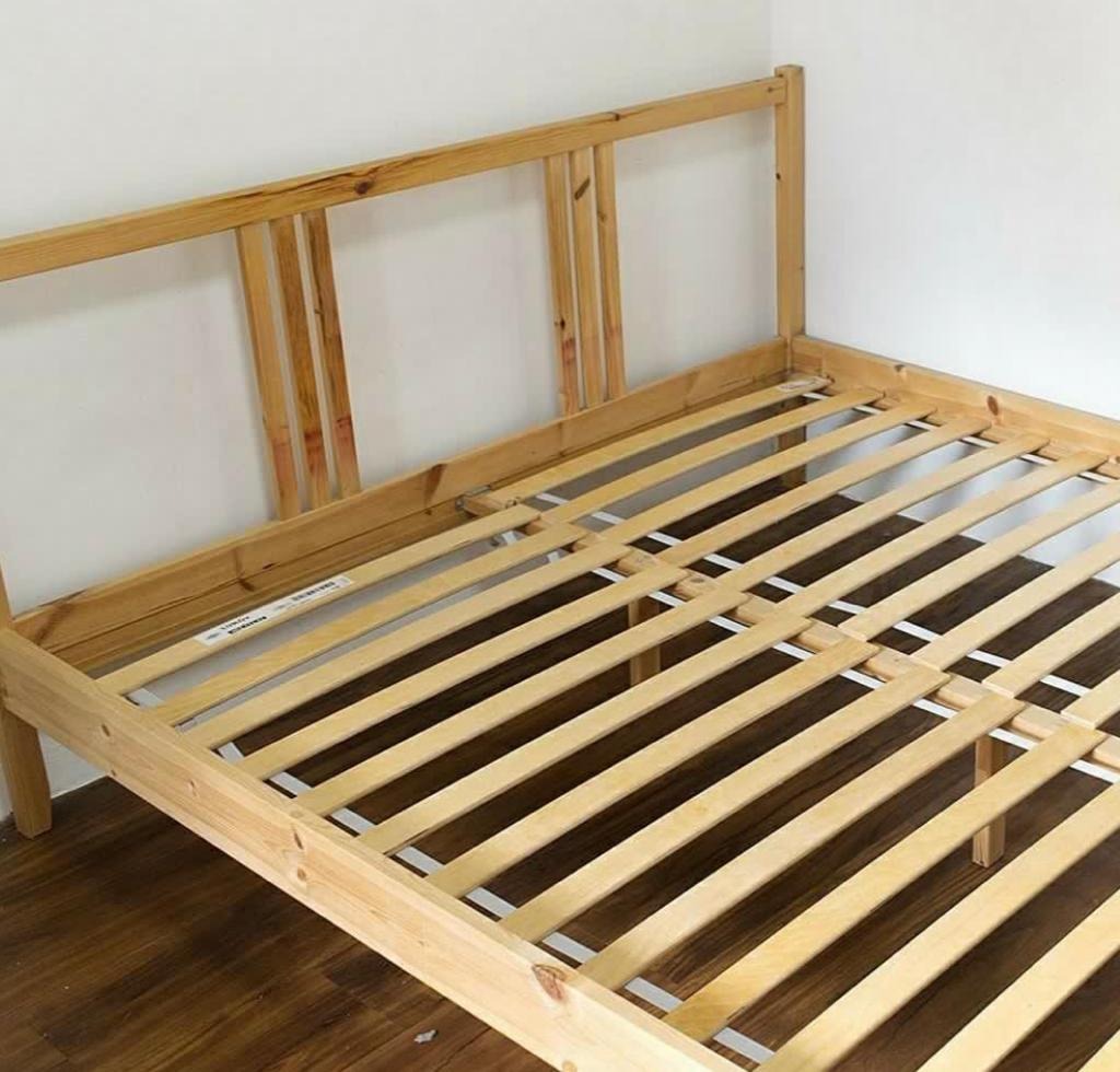 IKEA Wooden Bed Frame (Queen 190cm x 150cm), Furniture & Home Living