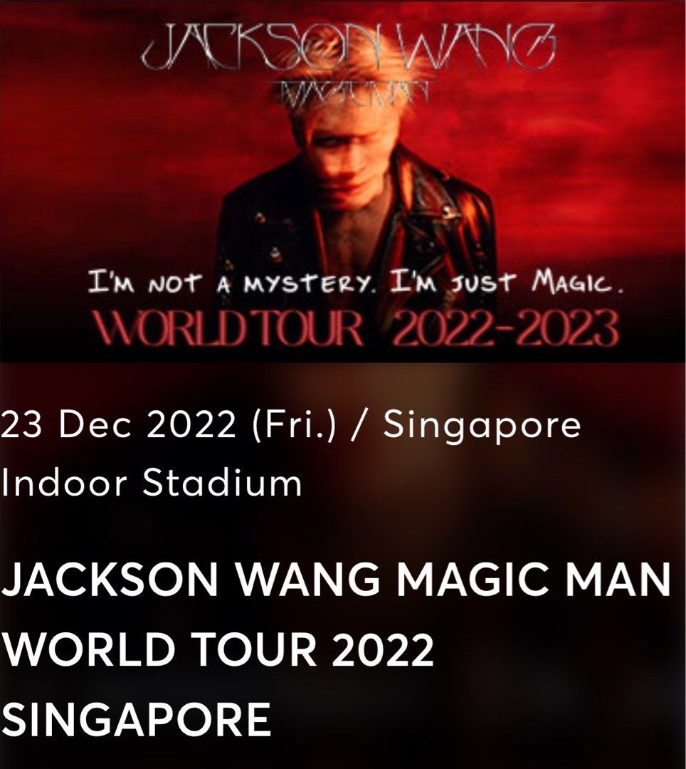 Jackson Wang Magic Man Concert Ticket, Tickets & Vouchers, Event