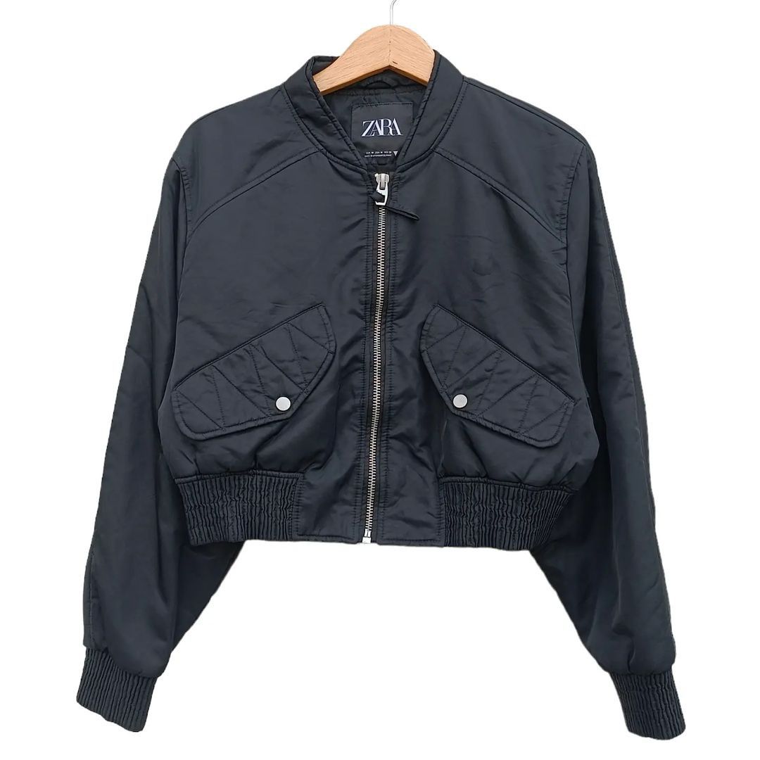 Jaket Bomber Crop Wanita Zara Size M