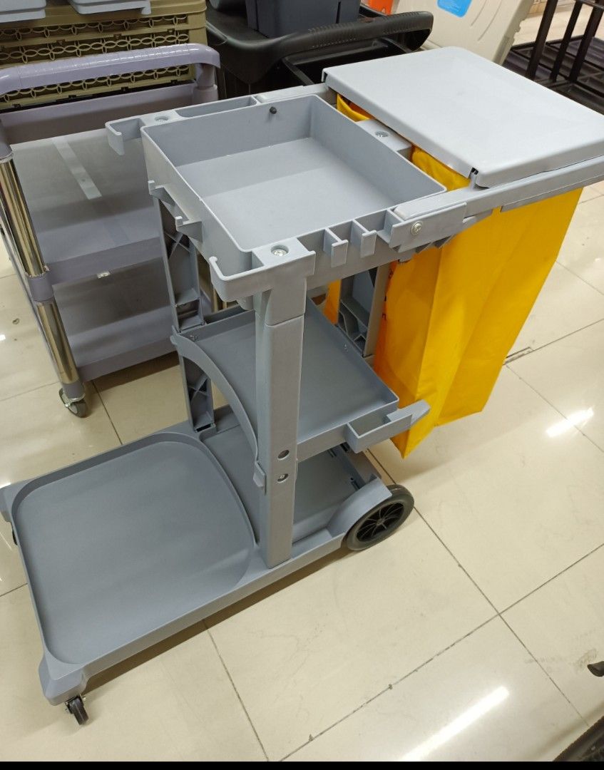 Janitor Cart Commercial Housekeeping Utility Cart with 3 Shelfs, 25