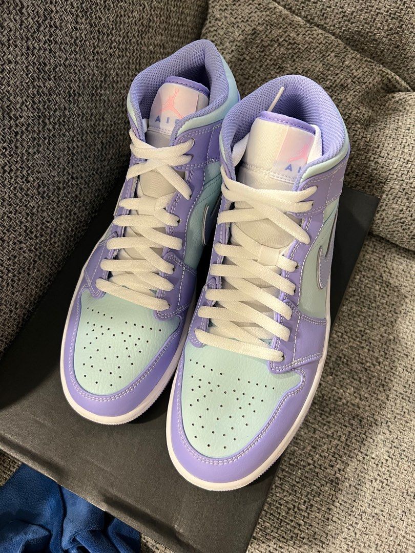 air jordan 1 mid purple aqua foot locker