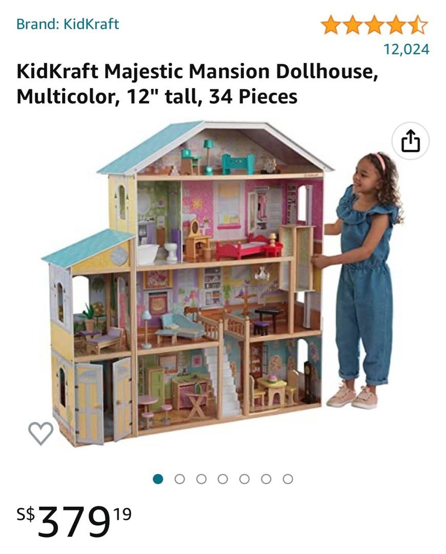 KidKraft Majestic Mansion Dollhouse with 34-Piece Accessories, Working Elevator, 12